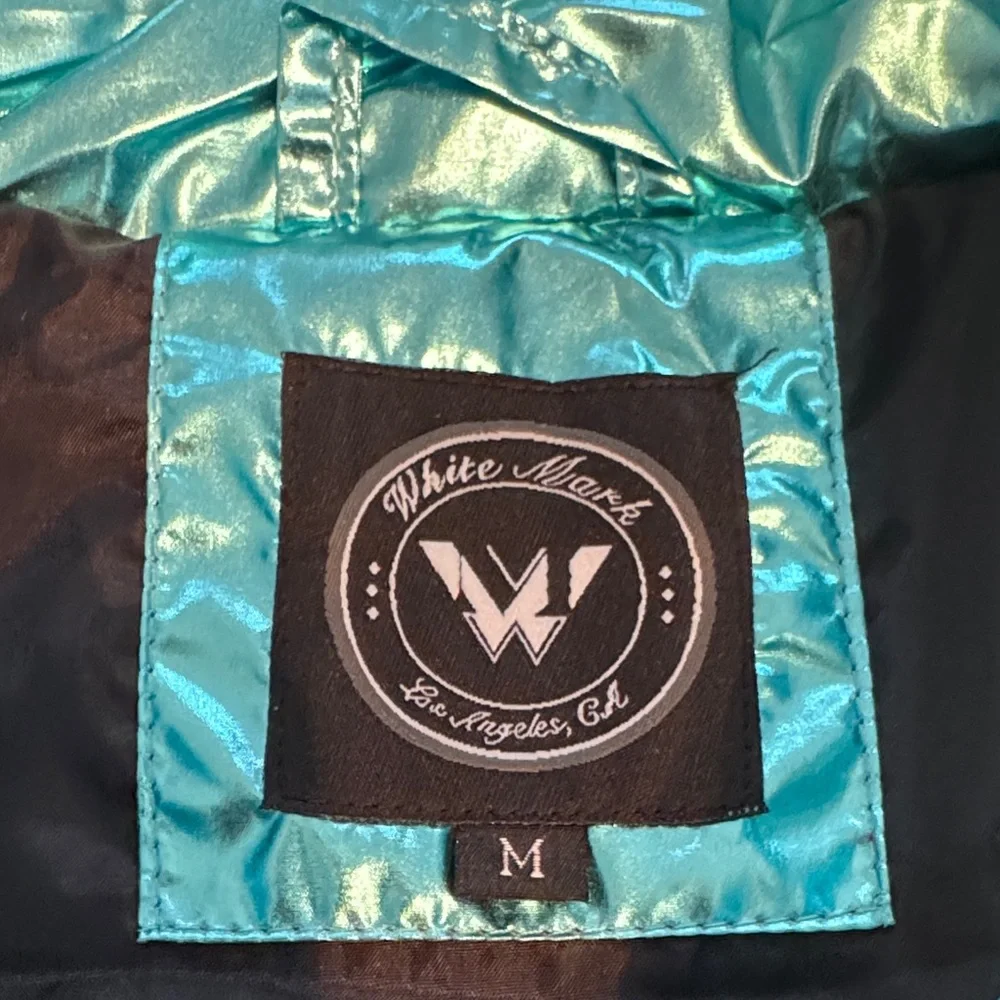 White Mark Metallic Teal Jacket - Picture 2 of 3